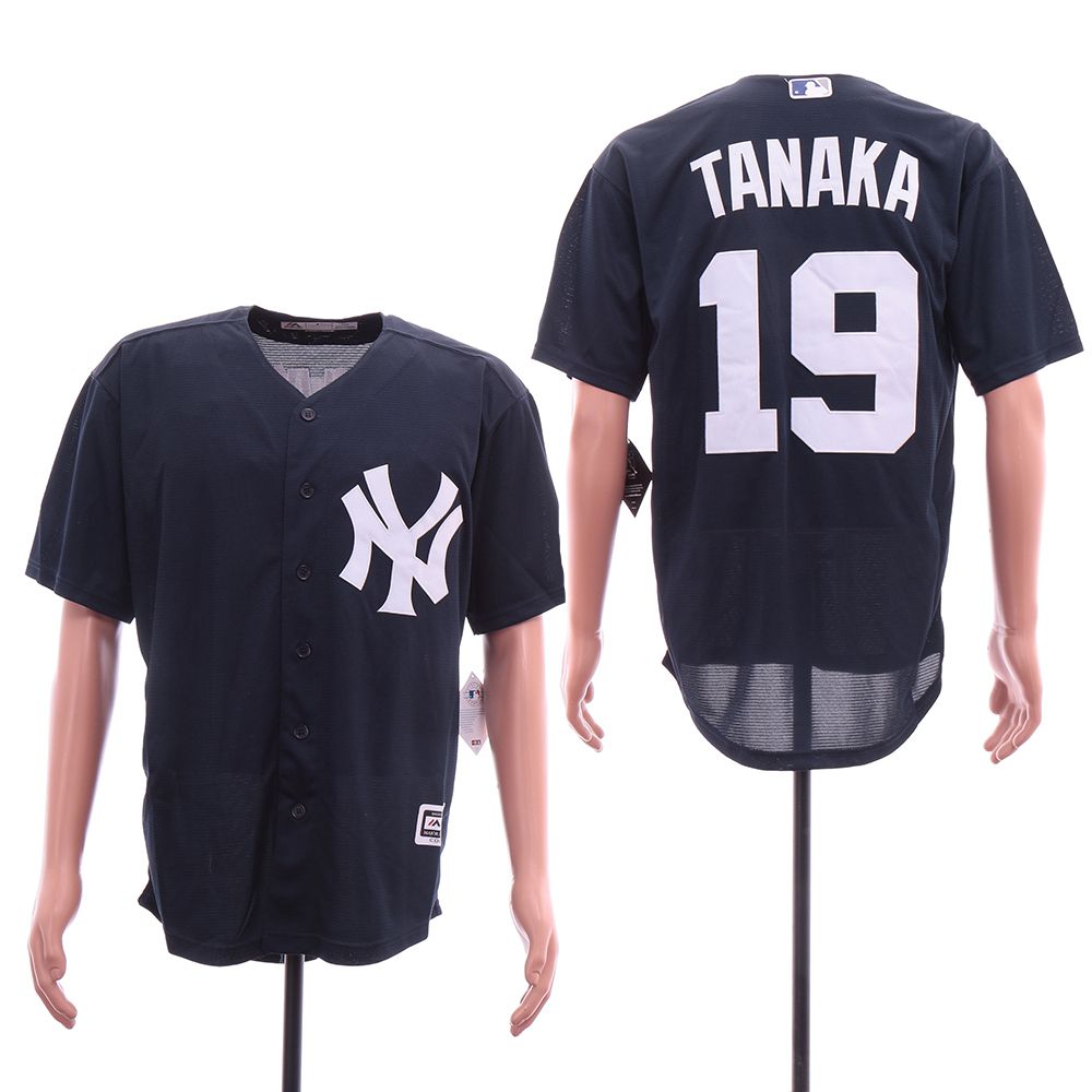 Men New York Yankees 19 Tanaka Blue Elite MLB Jerseys